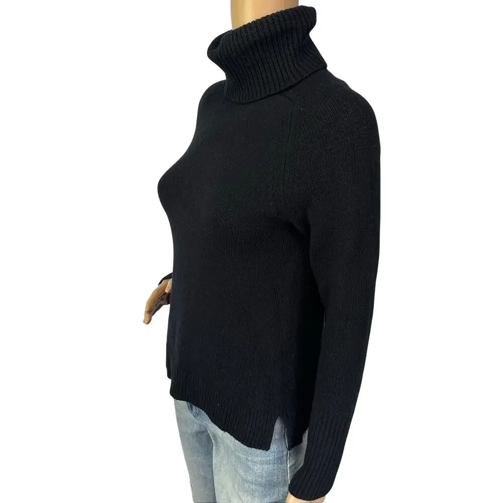 J. Crew Classic Wool Cashmere Turtleneck Sweater Black E6301 Size XS